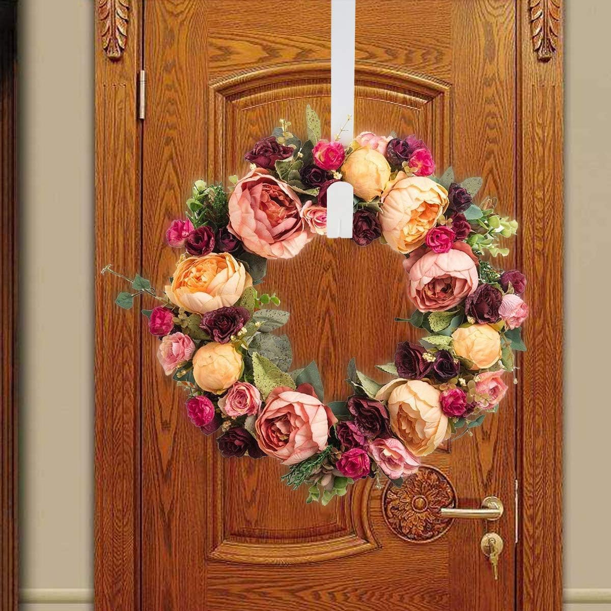 GameXcel 12" Wreath Hanger for Front Door - Large Wreath Metal Hook for Christmas Wreath Over The Door Hanger White: Home & Kitchen