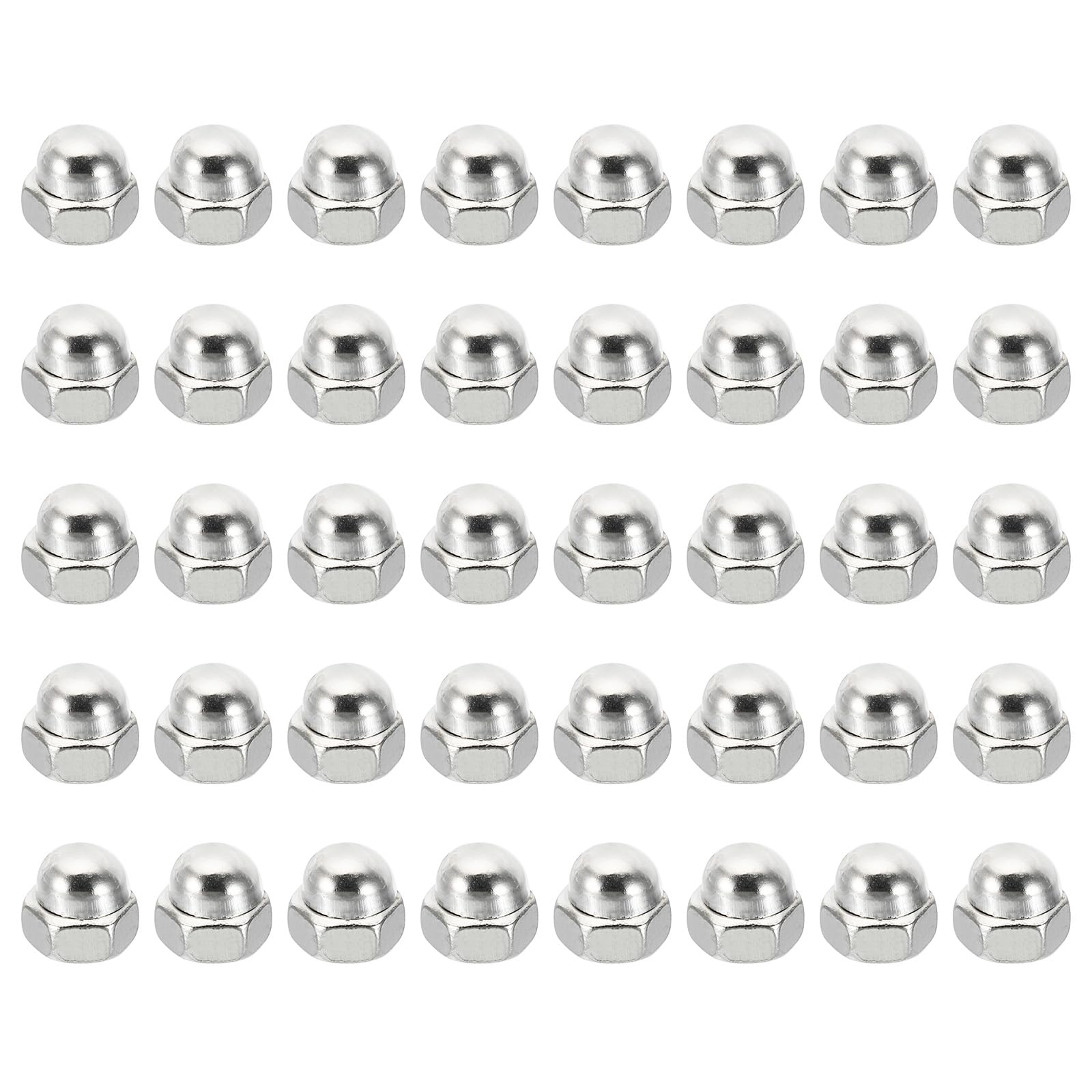 PATIKIL M5x0.8 Acorn Hex Bolt Covers, 40 Pcs Dome Head Carbon Steel Hexagon Decorative Cap Nuts for Home Repair, Industrial Equipment Fasteners, Silver Tone