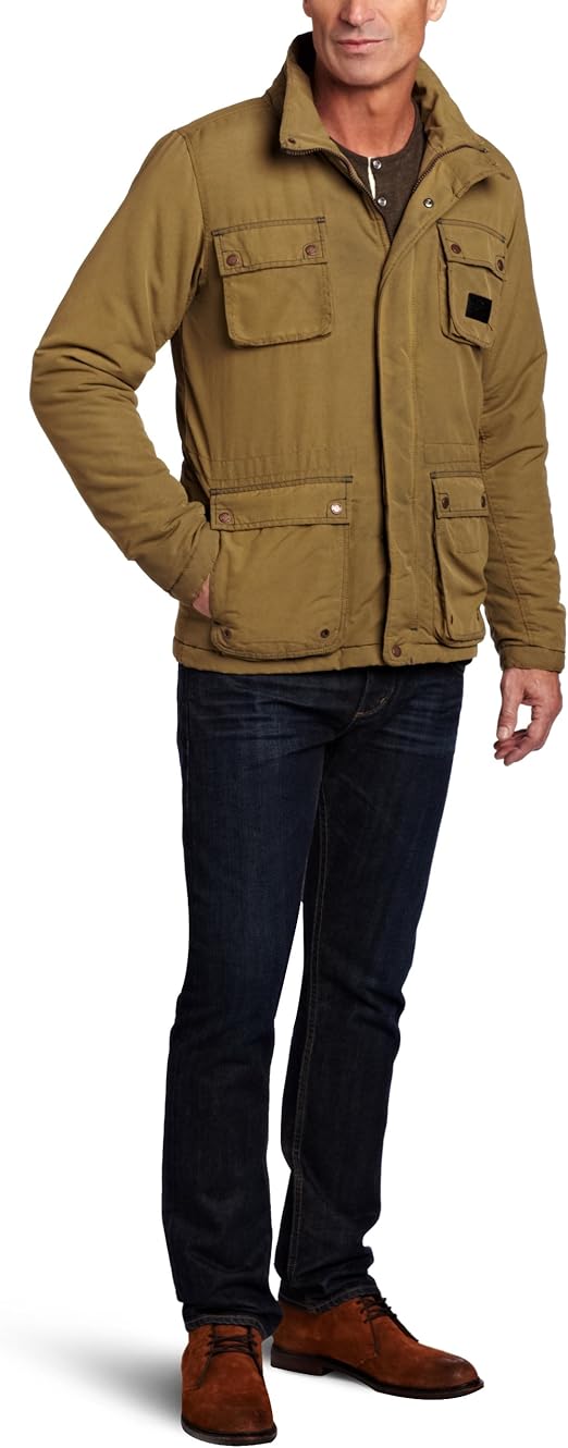 Bench Men's Leicester Vintage Washed Medium Weight Jacket, Dull Gold