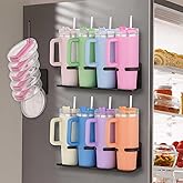 Lanasz Magnetic Cup Holder Compatible with Stanley 40 and 30 oz Tumblers - Secure Base Design for Fridge, Cabinets and Multi-Surface Storage(Black)