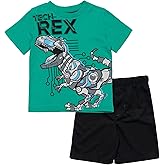 Funstuff Dinosaur Animal Video Game Astronaut Truck Athletic T-Shirt & Mesh Shorts Outfit Toddler to Little Kid
