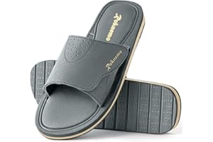 Roknemo Mens Slide Sandals Adjustable Athletic Casual Comfort Lightweight Open Toe Slides Sport Sandals with Memory Foam Soft Cushion Footbed