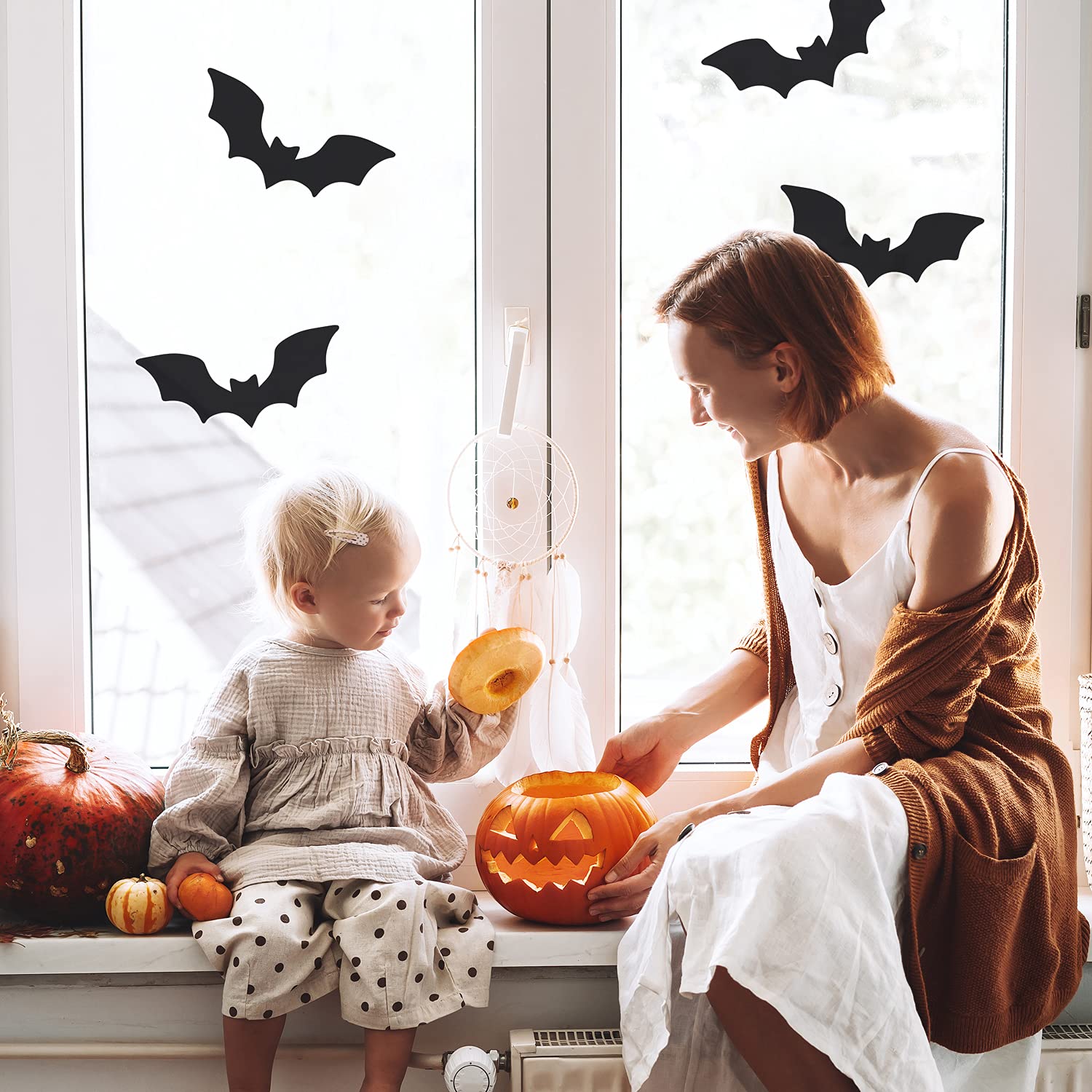 Stickerscape Halloween window stickers (Large bats - 2 sheets) | Halloween window decorations | Reusable and cleanly removable | Made in the UK