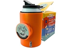 Made in USA | Fishing Can Cooler from Shark Tank | Hard Shell Drink Holder with Hand Line Reel | Fits Most Can Sleeves or Coo