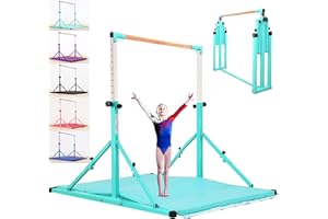 MARFULA 4FT/5FT Gymnastic Bar Set Gymnastics Kip Bar with 5 Ft Length 4Ft Inner Width 5ft Adjust Height Gymnastics Training Bar Equipment for Kids Professional Training Home and Club Use