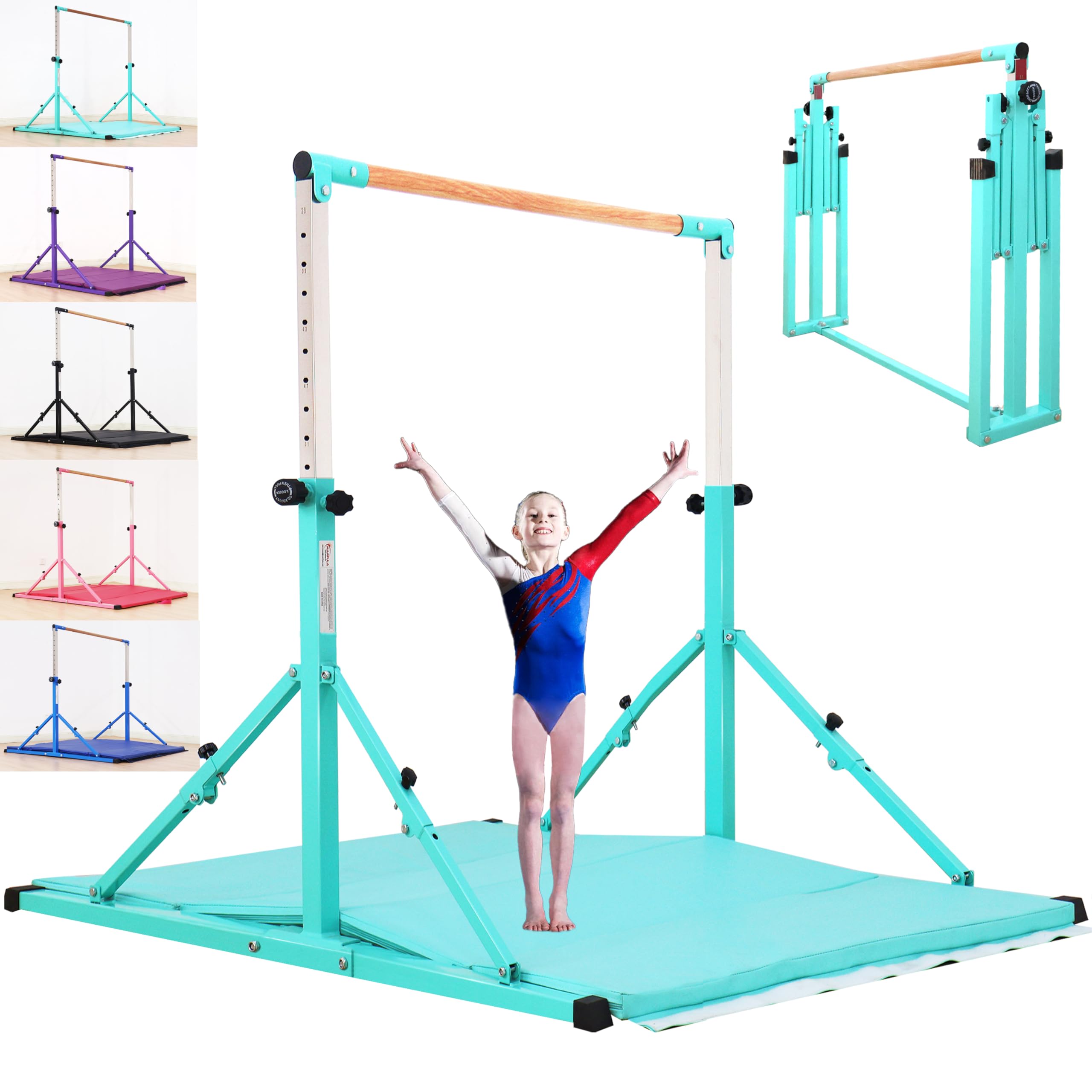 Photo 1 of ***NO MAT***Marfual 5 Ft Fold Gymnastic Bar with Mat Kip Bar with Mat with Professional 4 Ft Width for Kids and Girl and Teenage Home and Club Use