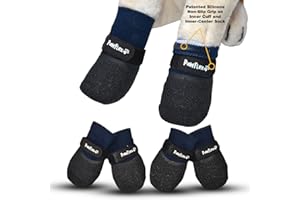 Double Dipped Thick Textured Waterproof Cotton Dog Socks | PawFlex Comfy Pawz Soft Indoor/Outdoor Pet Booties | Non-Slip Silicone Grip at Inner Wrist for No Twisting or Sliding Off| Adjustable Strap