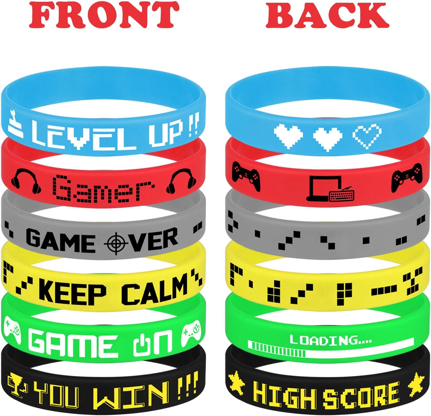 TUPARKA 36 Pcs Video Game Silicone Wristbands Game Party Supplies for Birthday Party Baby Shower Party Favors 6 Styles - Image 4