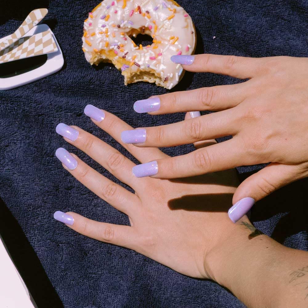 DANNI & TONI Semi Cured Gel Nail Strips,Fine Glitter Gel Nail Stickers Solid Colour (Blue Lagoon),Salon-Quality Gel Nail Polish Strips Manicure Stickers Set 28Pcs