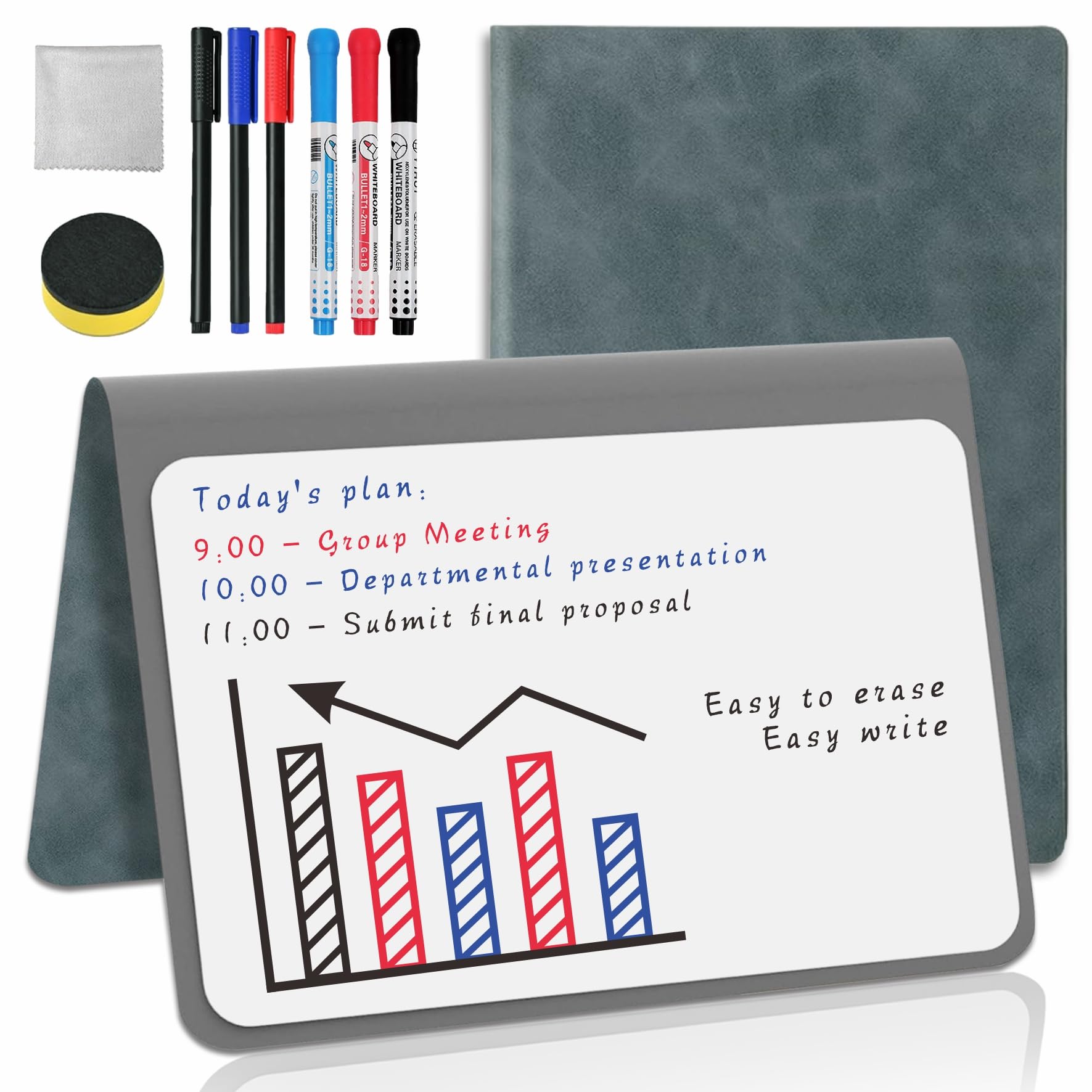 Whiteboard A5 Light Blue Small Whiteboard Notebook Mini Desk White Board with Erasable Pens Dry Erase to do List White Board for School Office Supplies Desk Accessories