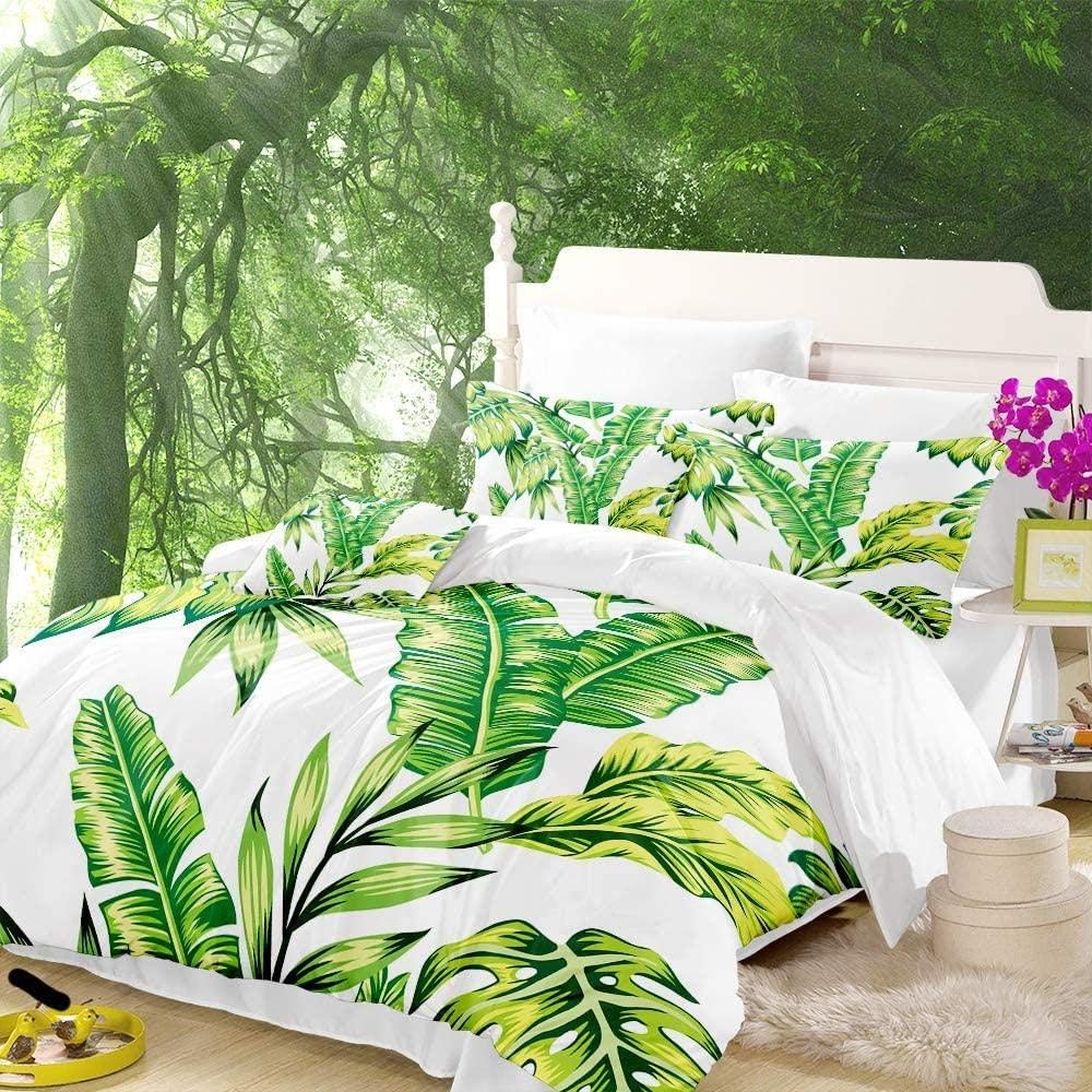 Huooseso® BettbezugSet mit 2 Kissenbezügen, 3Dgedrucktes tropisches