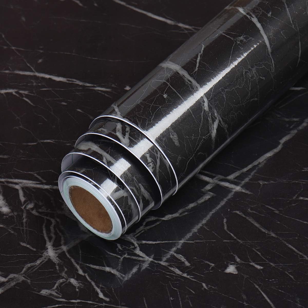 LaCheery Faux Marble Contact Paper Decorative Peel and Stick Wallpaper for Cabinets Shelf Liner Furniture Black Marble Paper Self Adhesive Film Sticker Removable Locker Wallpaper Classroom 15.8x79in