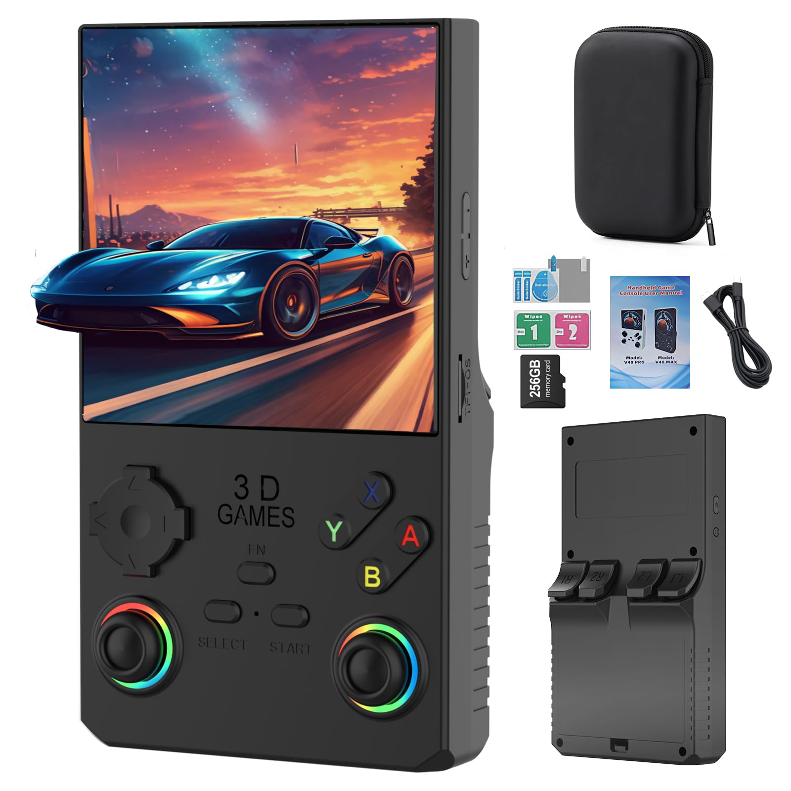 Photo 1 of RegiisJoy 2025 New Upgraded V40 Max Handheld Game Console, 40000 Games 4 inch IPS Screen Retro Gaming Console, 256G 4000mAh Portable Mini Pocket Handheld Emulator Open Source Linux System