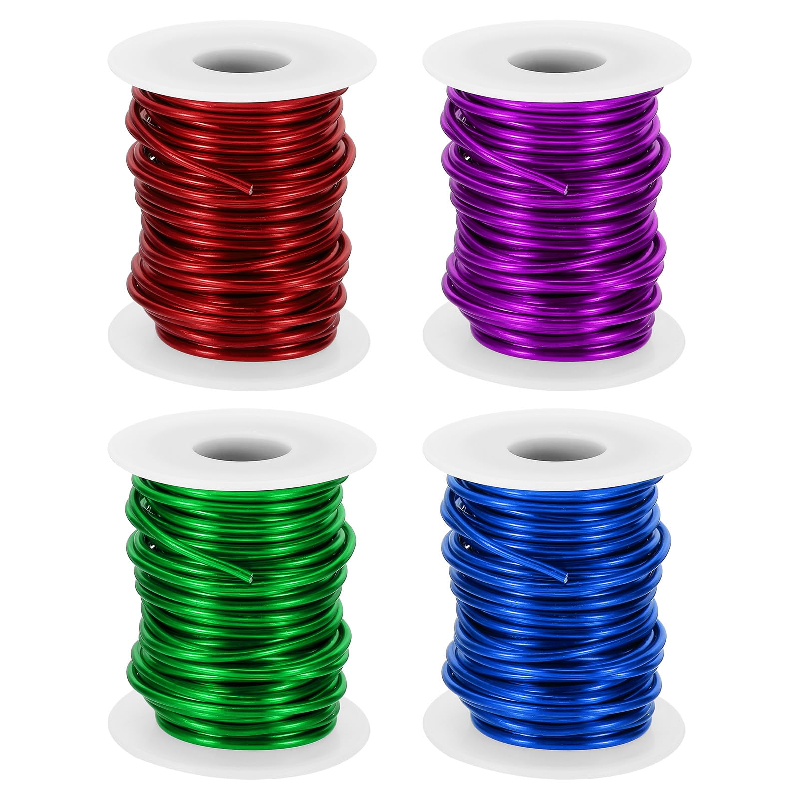 PATIKIL 10 Gauge 2.5mm Aluminum Craft Wire, 32.8Ft 4 Roll Metal Wire Armature Bendable Wire for Jewelry Making Metal Wrap DIY, Sapphire Blue/Red/Purple/Green
