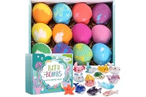 EXCALLA Bath Bombs for Kids with Toys Inside for Girls Boys - 12 Handmade Kids Bubble Bath Fizzies Bomb with Surprise Sea Animals Toys, Moisturize Gentle and Kids Safe (Package May Vary)