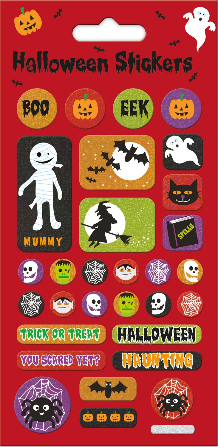 Halloween Sparkly Reusable Stickers | Perfect for Craft Activities for Children and Adults | Reusable on Non-Porous Surfaces