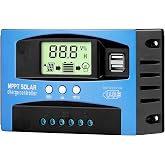 Solar Charge Controller MPPT 12/24V Auto-Switch Universal Controller for Lead-Acid &amp; Lithium Batteries (30A)