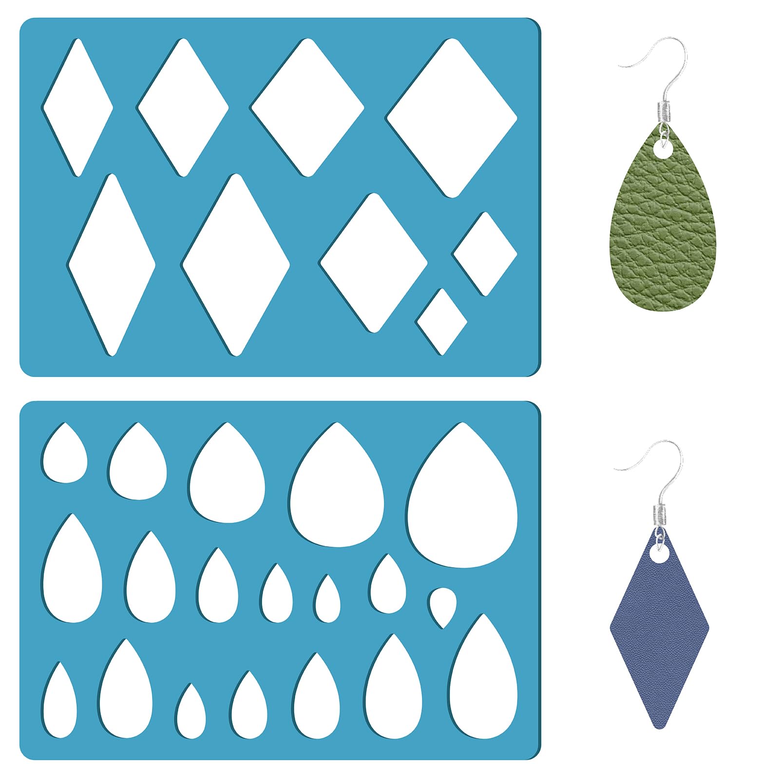 GORGECRAFT 2 Styles Teardrop Earring Template Reusable Diamond Jewelry Shape Templates Geometric Stencils Leather Earring Acrylic Cutting Stencil for Bracelets Earrings Diy Crafts Making 3.5 x 5.1