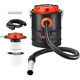 VEVOR Ash Vacuum 4 Gallon, 1200W Powerful Fireplace Cleaner Steel Body | for Fireplaces, Pellet Stoves, Wood Stoves, Fire Pits, Grills, Double Stage Filtration System, 4 FT Hose, Black &amp; Orange