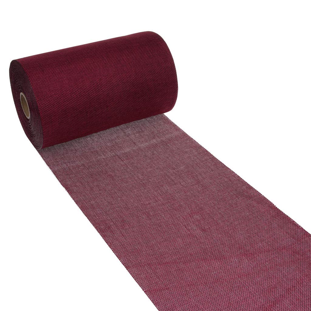 Deko As Shabby Chic table runner in linen look, polyester, odourless, burgundy, 20 cm x 5 m