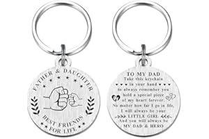 BAZLJY Father's Day Gift for Dad from Daughter - I'll Always Be Your Little Girl Dad Keychain - Father and Daughter Best Friend for Life