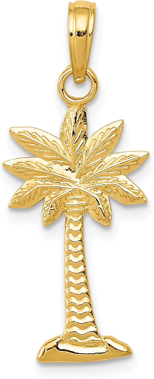 Amazon.com: 14K Yellow Gold Polished and Textured 2-D Palmetto Palm