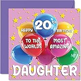 Stuff4 20th Daughter Birthday Card - World's Most Amazing Daughter - Happy 20th Birthday Card for Daughter from Mum Dad, 145mm x 145mm Age 20 Twenty Greeting Cards for Daughter