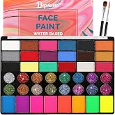 Depvision Professional Face Paint 42 Colors Non Toxic Water Based Face Paint kit Easy to Remove Body Face Painting For Kids, Safe Pro Halloween Party Makeup Set