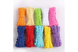 SORRENTO CRAFTS 50Yards Colorful Wave Bending Fringe Trim 5mm Rick Rack Sewing Ribbons for DIY Clothes Dress Gift Wrapping Home Wedding Party Decoration 10 Colors