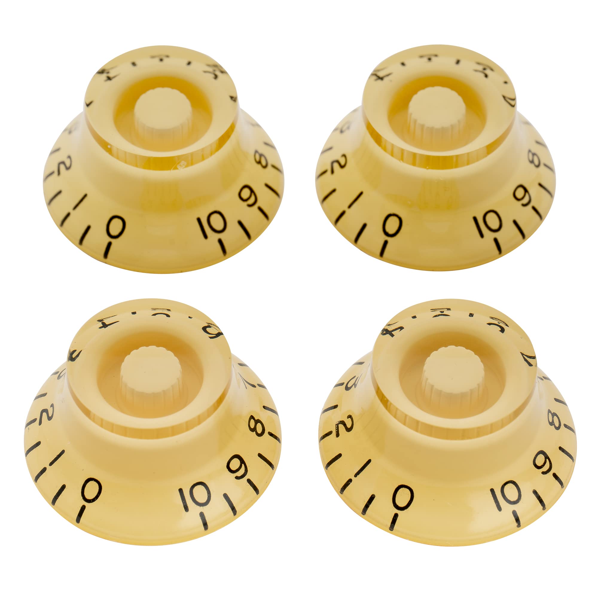 Musiclily Pro Left Handed Metric Size 18 Splines Guitar Bell Top Hat Knobs for Epiphone Les Paul SG Style, Cream (Set of 4)