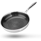 RisenutX Hybrid 10 inch Stainless Steel Non Stick Skillet,Frying Pans Nonstick, PFOA Free Cookware, Dishwasher and Oven Safe, Induction Compatible