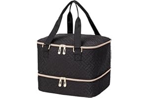 AGX Bravo Nail Polish Organizer Case Double Layers Nail Polish Storage Bag Holds 42 Bottles & 1 Nail Lamp Ge Polish Carrying Case Gel Nail Bag Manicure Supplies Storage Organizers (BLACK)