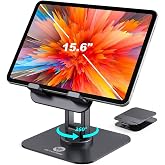 OCYCLONE iPad Stand, 360&deg; Rotating iPad Tablet Stand Holder for Desk, Black | Adjustable, Foldable, Metal Base iPad Accessories Compatible for 4" - 15.6" Portable Monitor Kindle Tablet iPad Smartphones
