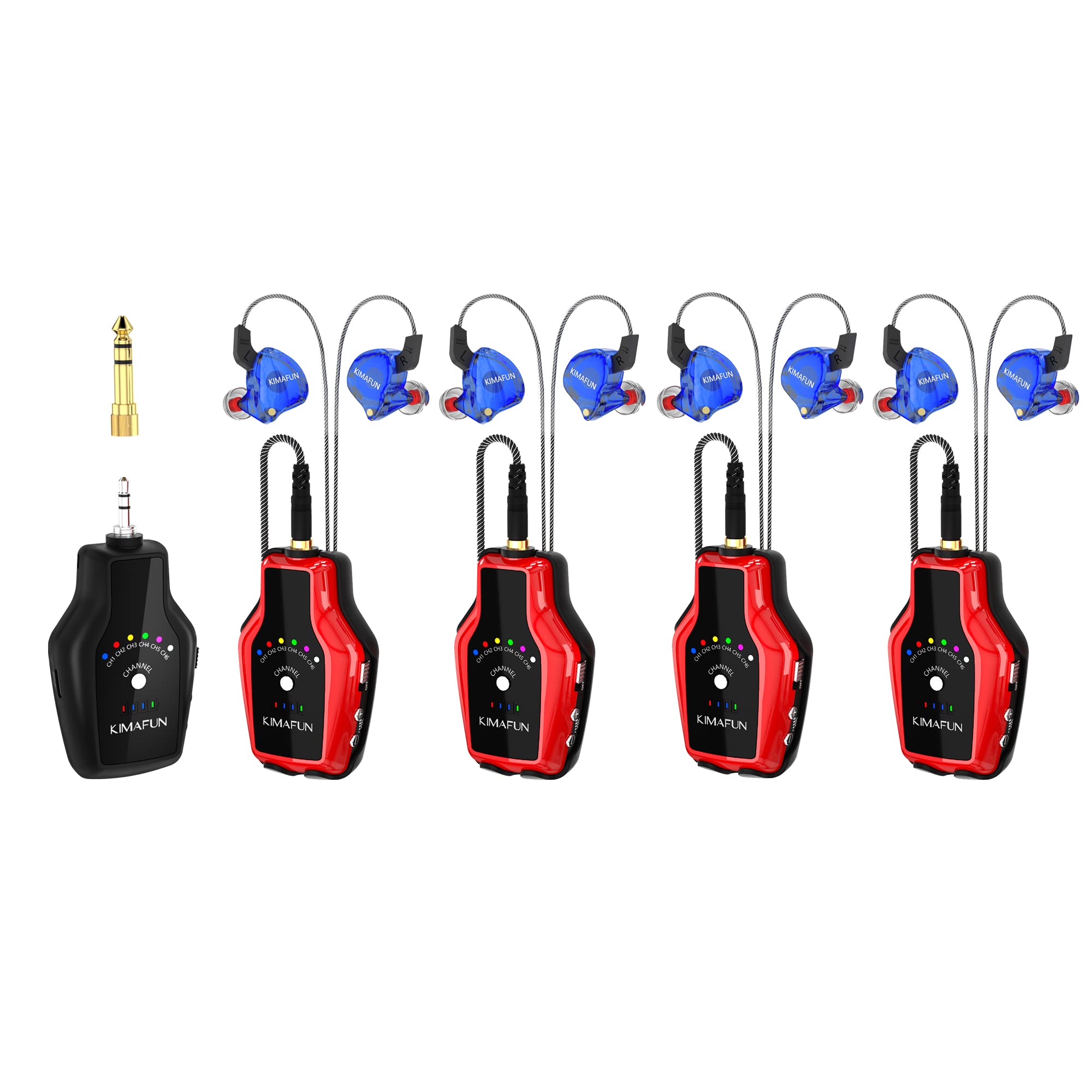 Photo 1 of KIMAFUN Wireless in Ear Monitor System Set, Professional Wireless IEM System Headphone for Band Rehearsal (1TX+4RX)