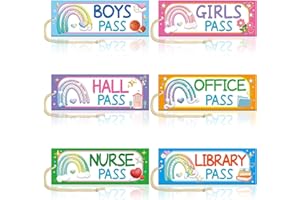WORLDBAZAAR Rainbow Magnetic Hall Passes for Classrooms Elementary 6PCS Classroom Must Haves Teacher Passes for Classrooms Bathroom Passes for Classroom Teacher Student Classroom Supplies
