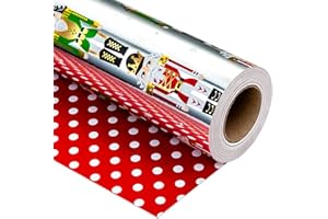 MAYPLUSS Nutcracker Wrapping Paper Roll - 17 Inch X 33 Feet - Reversible Christmas Nutcracker and Polka Dot Print Wrapping Paper w/Metallic Foil Shine, Festive Holiday Christmas Gift Wrap for Present