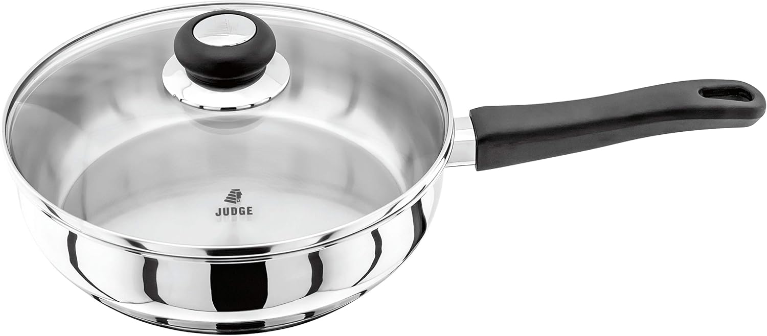Judge Vista Stainless Steel Large Saute Pan 24cm, Shatterproof Vented