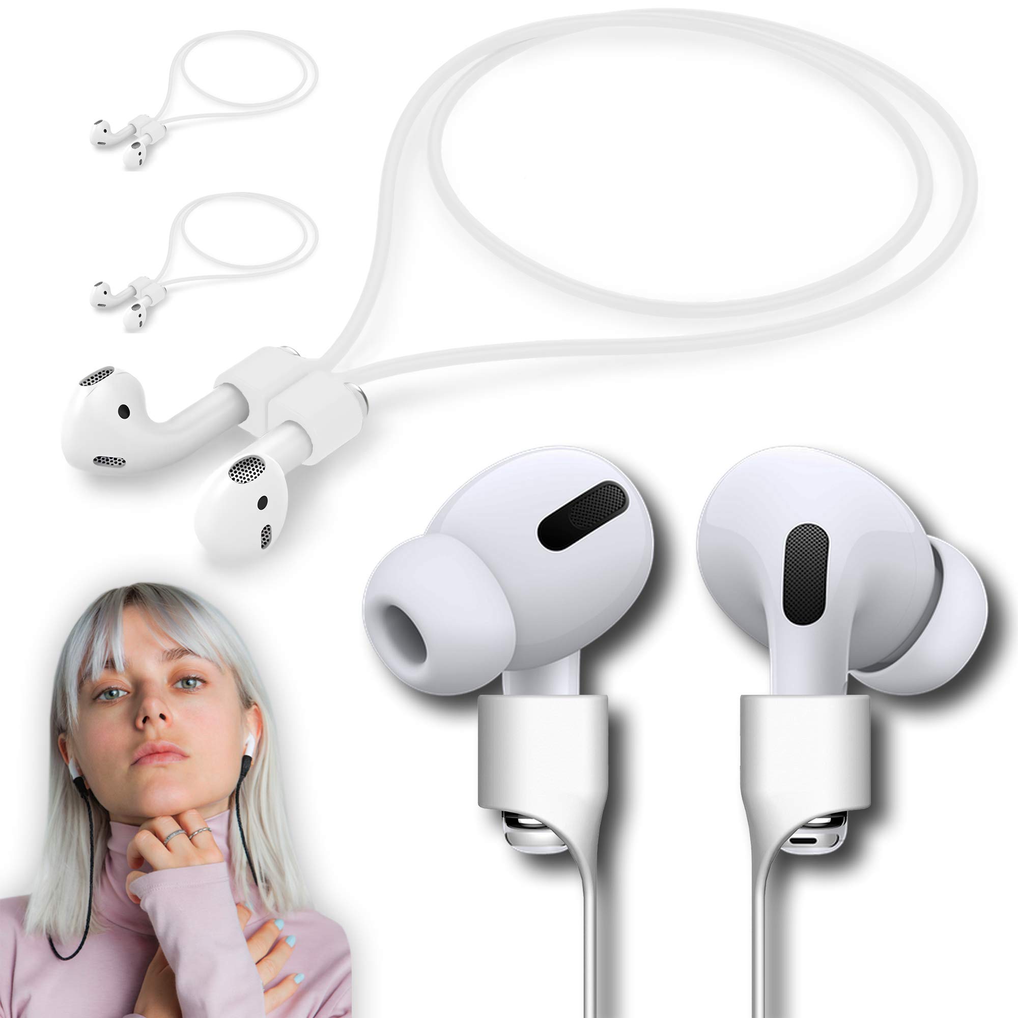 Photo 1 of cobcobb Ultra Strong Magnetic Airpod Pro Strap Anti-Lost Cord Sports Lanyard Compatible with Airpods 3rd 2nd Generation Pro 3 2 1 (3 White)