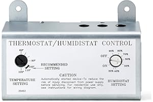 Hipoilk Attic Fan Thermostat and Humidistat, Adjustable Temperature and Humidity Controller 120V Thermostat Replacement for Power Attic Ventilators, Greenhouse Fan and Exhaust Fan