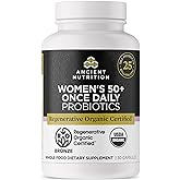 Ancient Nutrition Regenerative Organic Certified Probiotics for Women 50+, Probiotics Women’s 50+ Once Daily, Healthy Digestion and Immune System Support, 25 Billion CFUs* Per Serving, 30 Count