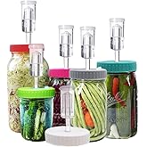 Fermentation Lids, Fermentation Kit for Wide Mouth Jars, 6 Set Plastic Fermenting Lids with 6 Airlocks, 6 Silicone Grommets, 6 Silicone Rings(Jars Not Included)