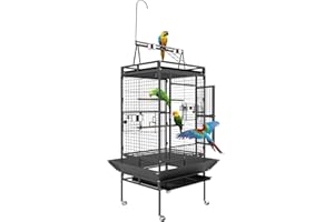 82 Inch Bird Cage, BOINN Bird Flight Cages with Rolling Stand & Bottom Tray, Wrought Iron Parrot Cage with PlayTop for Parakeet, Lovebirds, Ringneck, Cockatiels
