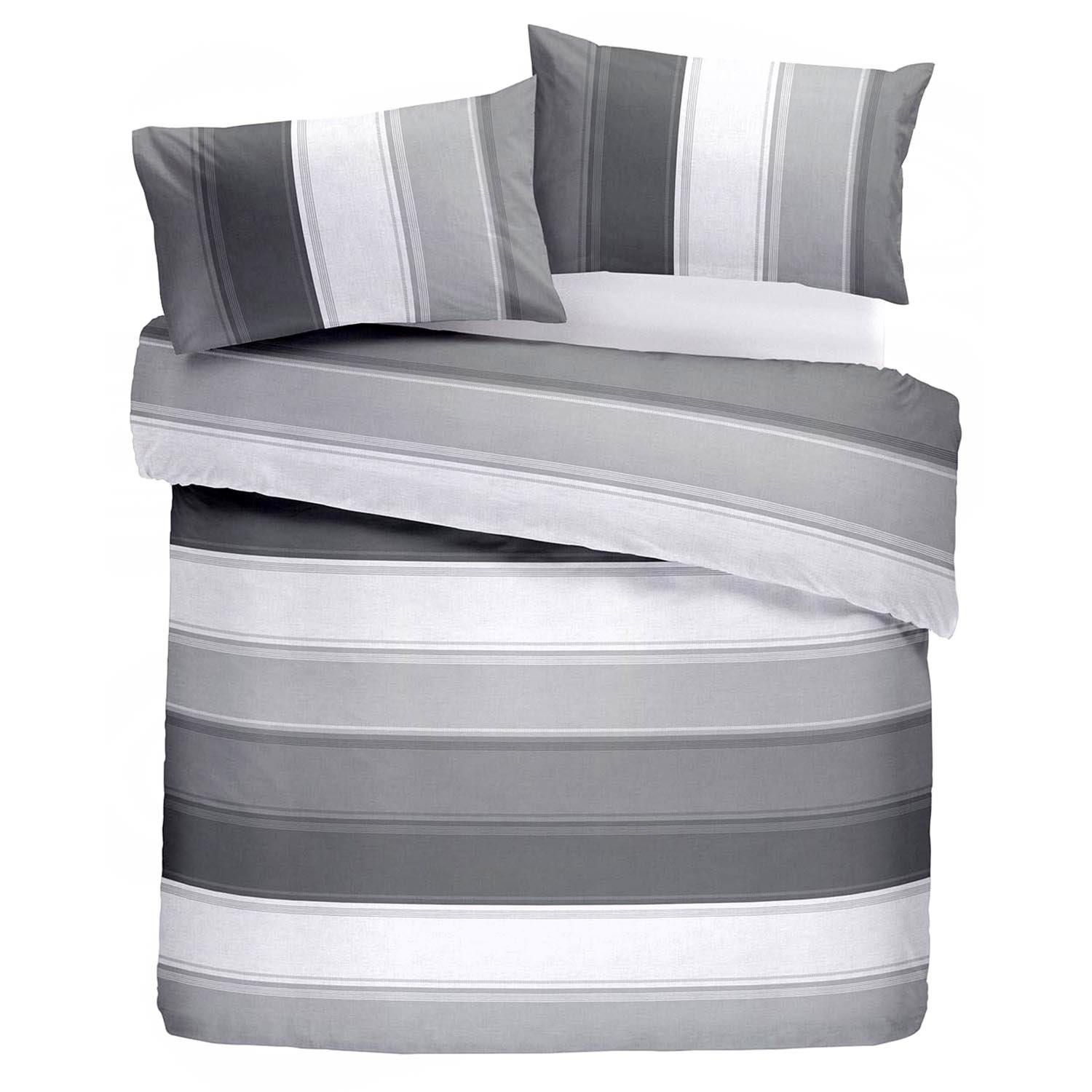 Fusion Betley Stripe Reversible Duvet Cover Set, Grey, King FNYGY31P1U