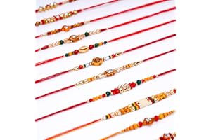 SAJTOX Pack of 12 Pcs Multi Color & Design Charms Beaded Rakhi for Brothers, Rakhi for Raksha Bandhan & Bhaidooj