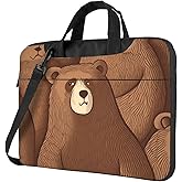 QSMJKLD Laptop Bag Men Women Brown Bear Laptop Shoulder Bag with Strap and Handle Light Computer Briefcase