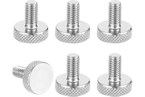MECCANIXITY M6x12mm Knurled Thumb Screws, 304 Stainless Steel Flat Head Thumb Screws Metric Diamond Knurled Head Bolts Grip K