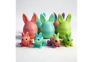 4 PCS Easter 3D Printed Bunny Eggs Set with Mini Cute Bunny Inside Surprise Animals Colorful Rabbit Figurine Easter Basket St