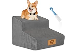 TNELTUEB Dog Stairs, 2 Step Pet Stairs with 40D High-Density Foam and Machine Washed Cover,12" High Dog Ramp for Bed Non-Slip Pet Steps for Small Dogs, Cats to Get on High Bed, Sofa, Couch, Grey