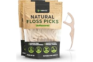 GOECOVITA Dental Floss Picks - Straw Wheat Flossers | Thin & Shred-Resistant Thread for Tight Gaps | Dental Flossers for Adults | Gentle on Gums & Teeth | Vegan (100 Pack, Unflavored)