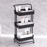 Maison & White 3 Tier Storage Trolley Black Wheel Cart Kitchen Bathroom view 4